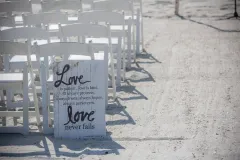 A beautiful setup for a beach wedding on an exclusive island near Sarasota area, perfect for beachfront weddings.